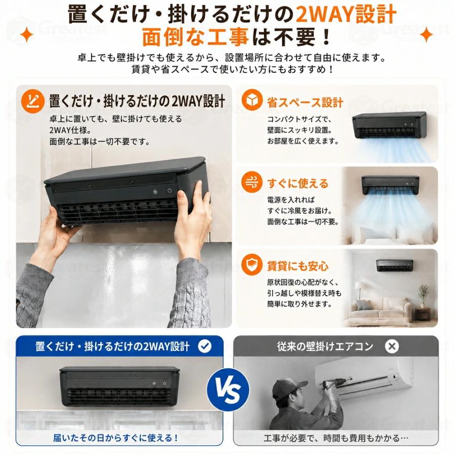 ミニエアコン ミニクーラー ポータブル クールエアーミスト 冷風機