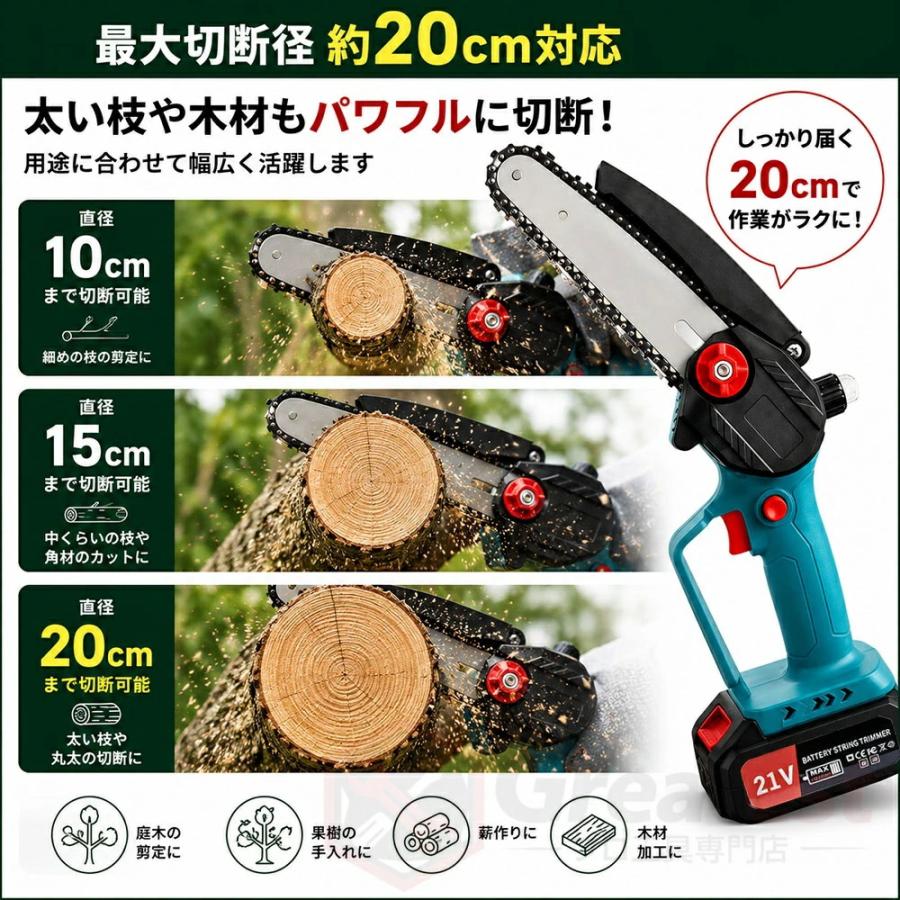 チェーンソー 充電式 コードレス 電動チェーンソー 6/8インチ 小型