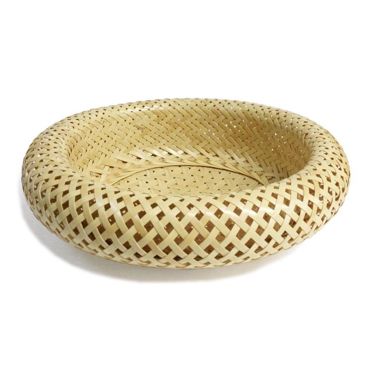 白竹 無双籠 直径約25cm （折り返し盛篭 鉄線編み） 果物やお菓子