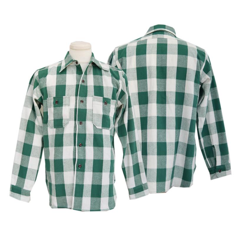 WAREHOUSEウエアハウス 長袖シャツ 3104 FLANNEL SHIRTS(A柄：グリーン