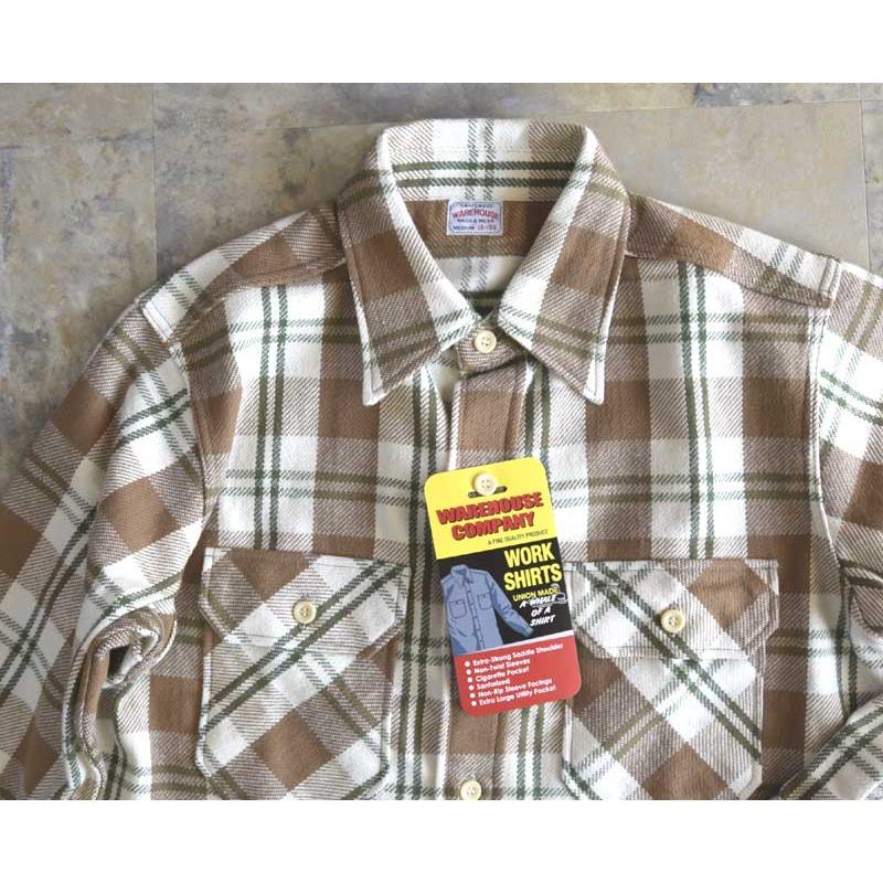 極美品！WAREHOUSE/ウエアハウス フランネルシャツ ブラウン XLサイズ WAREHOUSE ウエアハウス FLANNEL SHIRTS B柄 Brown ネルシャツ : TAKE
