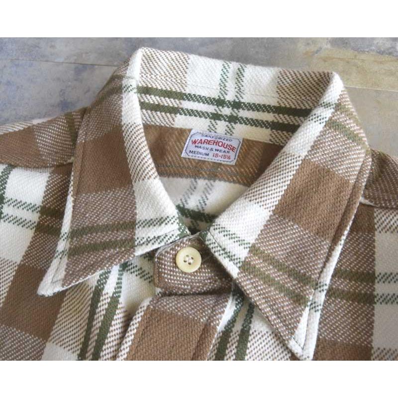 WAREHOUSE ウエアハウス FLANNEL SHIRTS B柄 Brown ネルシャツ : TAKE