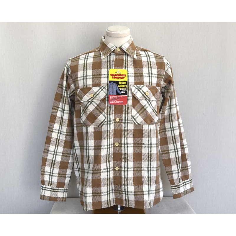 極美品！WAREHOUSE/ウエアハウス フランネルシャツ ブラウン XLサイズ WAREHOUSE ウエアハウス FLANNEL SHIRTS B柄 Brown ネルシャツ : TAKE