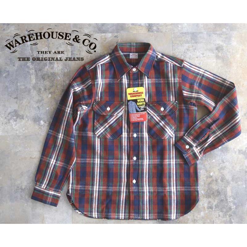 WAREHOUSE ウエアハウス FLANNEL SHIRTSD柄 【2025 MODEL】RED