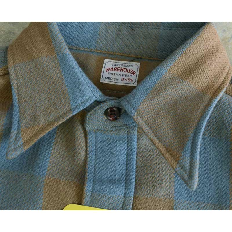 WAREHOUSE ウエアハウス FLANNEL SHIRTS A柄 / SAX ネルシャツ : TAKE