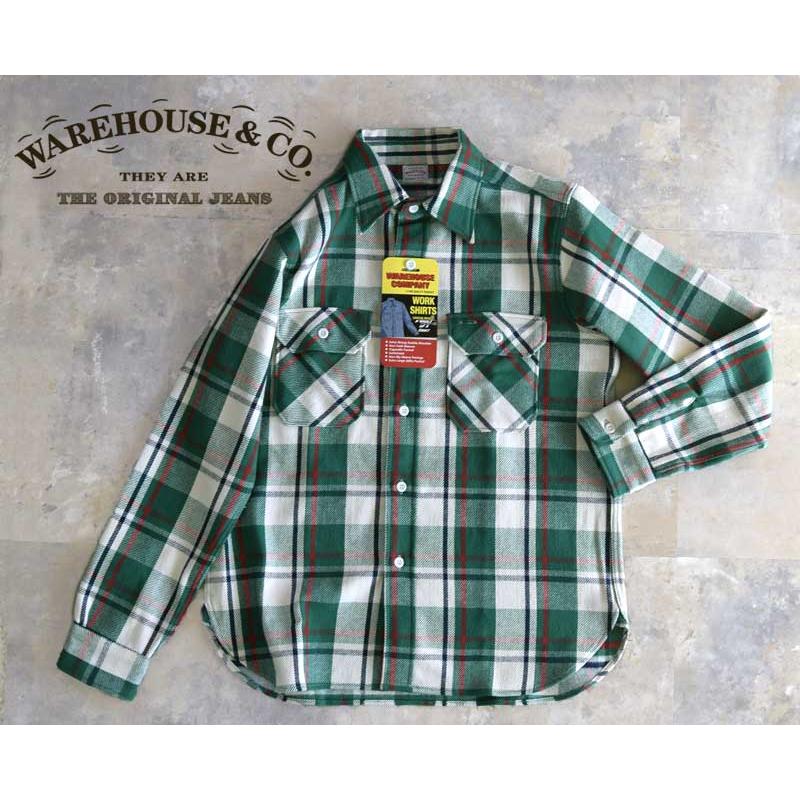 ウエアハウス ネルシャツ WAREHOUSE ウエアハウス FLANNEL SHIRTS C柄 / GREEN ネルシャツ