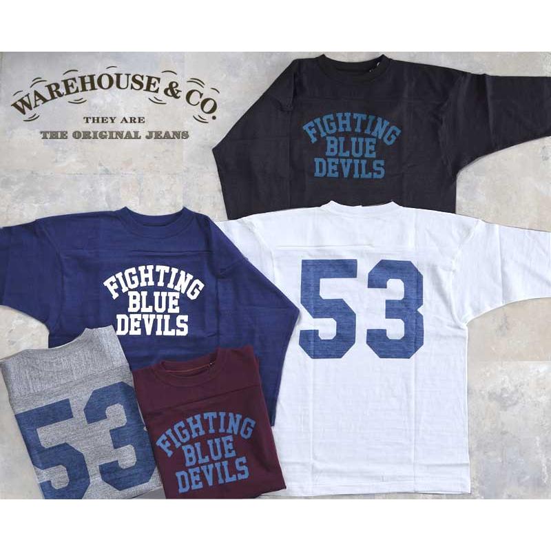 ウエアハウス フットボールTシャツ　サイズ36（S） WAREHOUSEウエアハウス 4063 7分袖フットボールTEE F.B.T 【BLUE