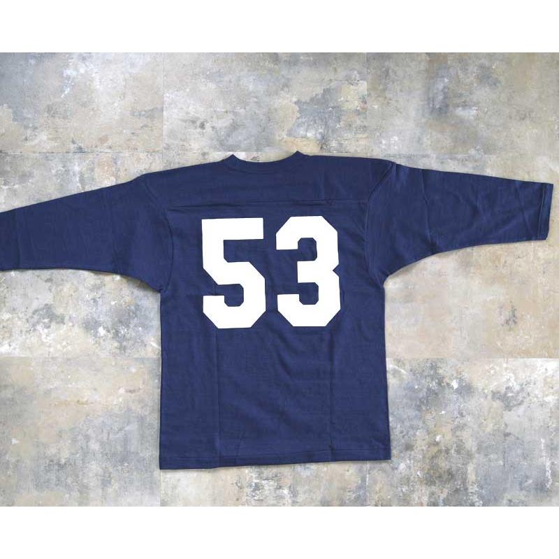 WAREHOUSEウエアハウス 4063 7分袖フットボールTEE F.B.T 【BLUE