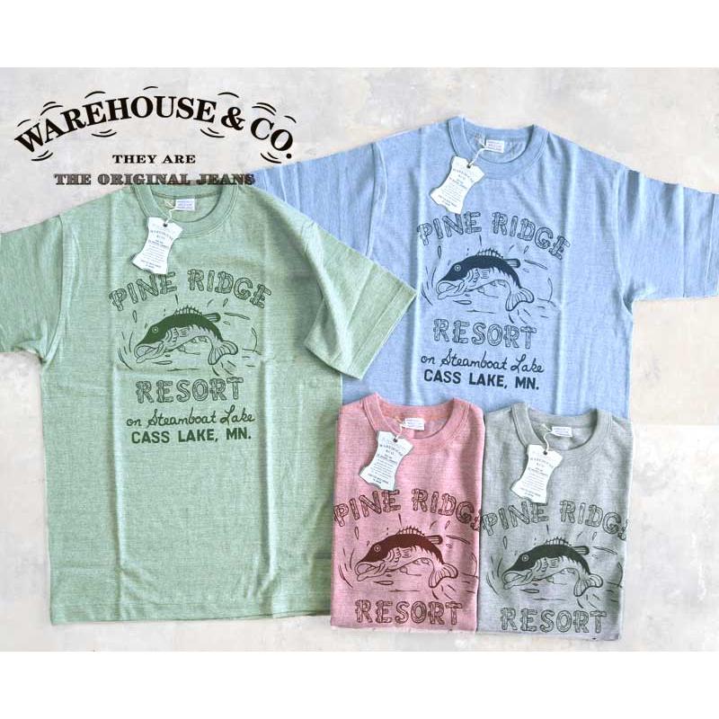WAREHOUSE ウエアハウス Tシャツ 88/12 杢クルーネックT PINE RIDGE