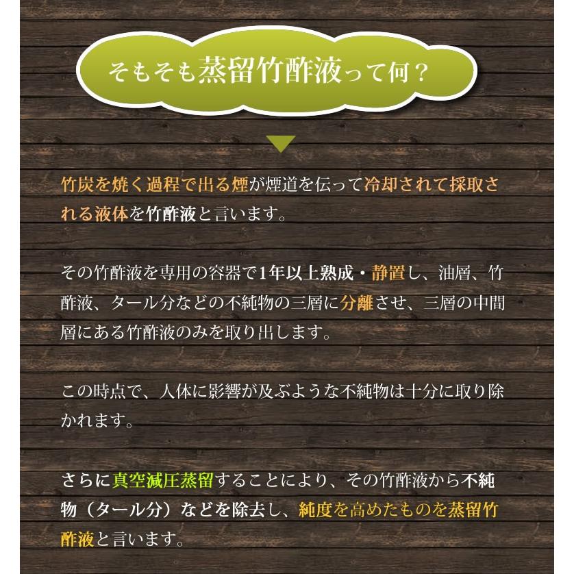 蒸留精製竹酢液 竹澄みの雫 100mlパウチ 発がん性物質検査済み 浴用 お風呂 消臭 園芸 国産 南九州産｜takepanda｜03