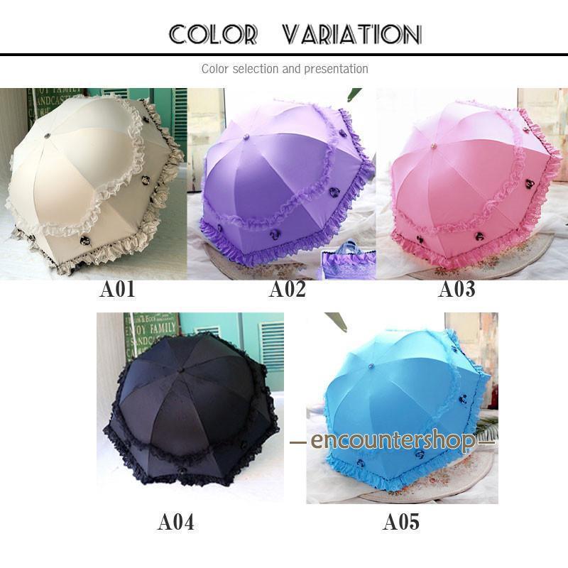 今期新作 晴雨兼用折りたたみ日傘　フレアフリル ライトブルー 晴雨兼用折りたたみ日傘 フレアフリル(505929090) | ランバン