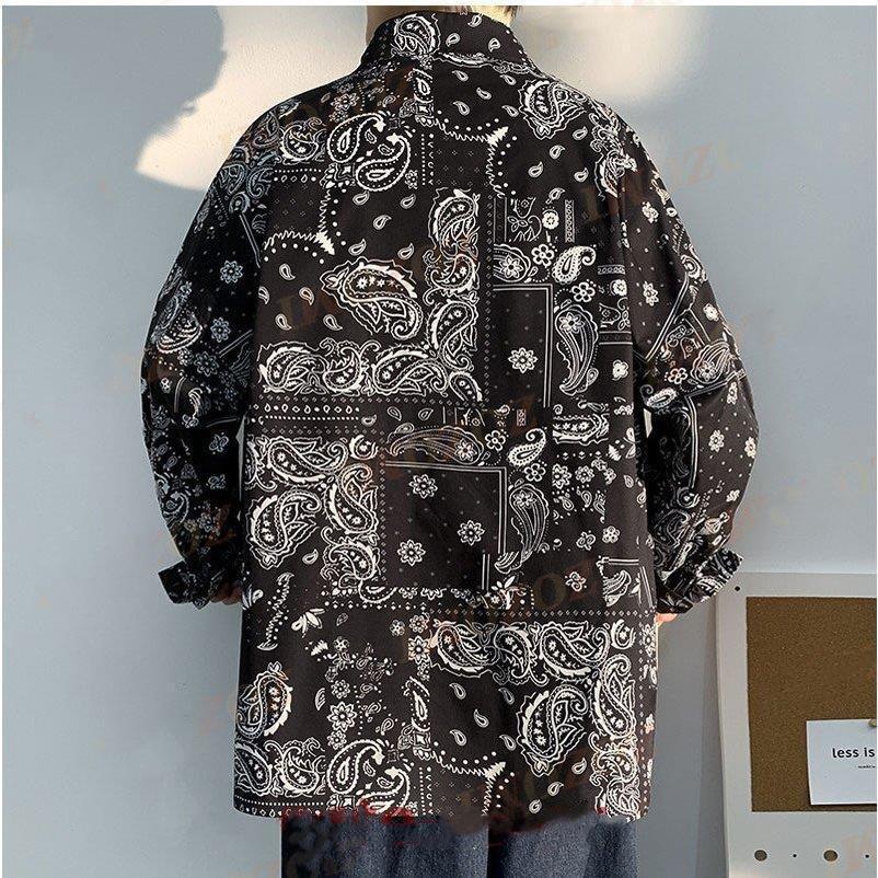 新品　未使用　エスニック　民族　アロハ　シャツ　メンズ　ペイズリー　ロータス　白 新品 未使用 エスニック 民族 アロハ シャツ メンズ ペイズリー