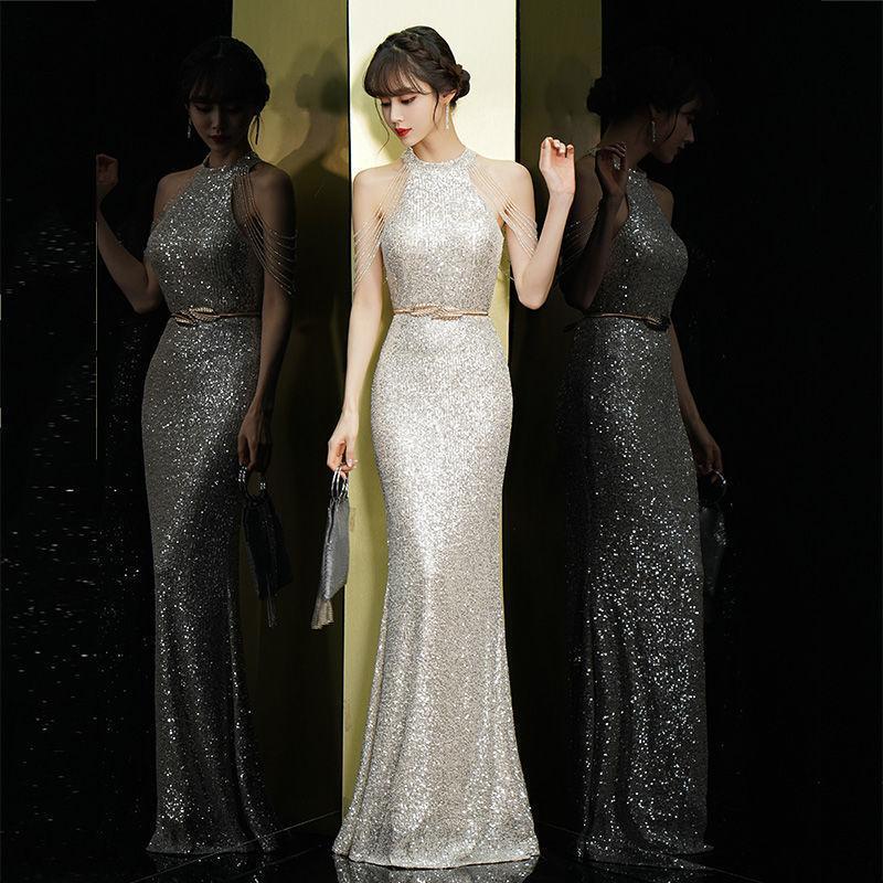 7月新入荷丸襟 エンパイア マーメイド スパンコール