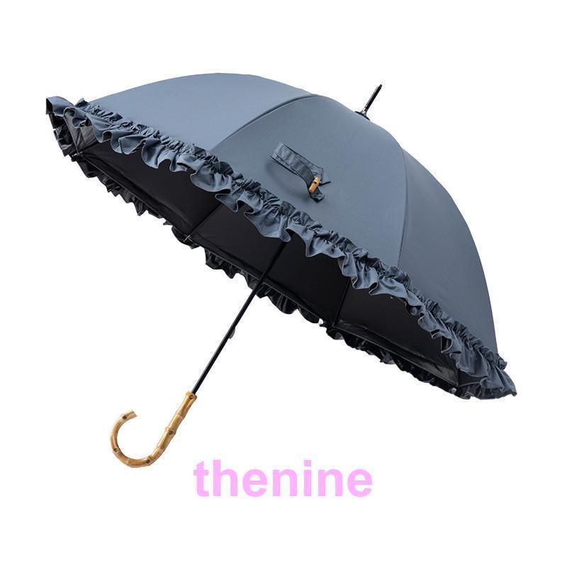 ピコ　新品未使用　フリル　日傘　晴雨兼用　ブラック 日傘 完全遮光 傘 フリル傘 ライン傘 8本骨 軽量 晴雨兼用 長傘