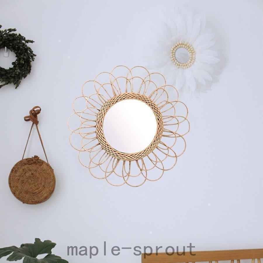 ハンドメイド 藤編み 壁掛け鏡 ウォールミラー アジアン 80cm 楽天市場】ミラー 鏡 ラタン 籐 取り付け用フック付き 約 W 32.5