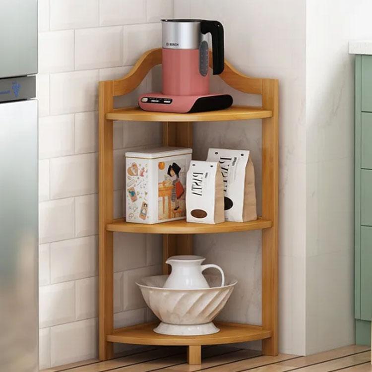 3段木製コーナーシェルフ ナチュラル　【美品】 Amazon｜コーナーラック 棚 ラック ウォールシェルフ 収納ラック