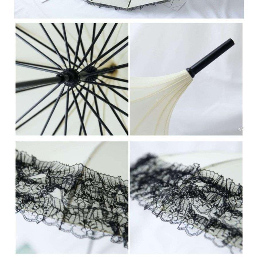 大特価】傘 長柄 レース 晴雨兼用 パゴダ傘日傘 雨傘 可愛い