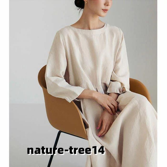 新品未使用　ホワイト 長袖 ガーゼワンピース ワンピース ガーゼワンピース レディース ロングワンピース 長袖