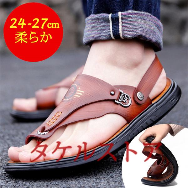 メンズファッション おしゃれ 2ways メンズ ビーチサンダル 本革 サンダル オシャレ スリッポン 耐久 ビーチシューズ コンフォート アウトドア ドライビングシューズ Naefdjcpbh Refugioneumeyer Com