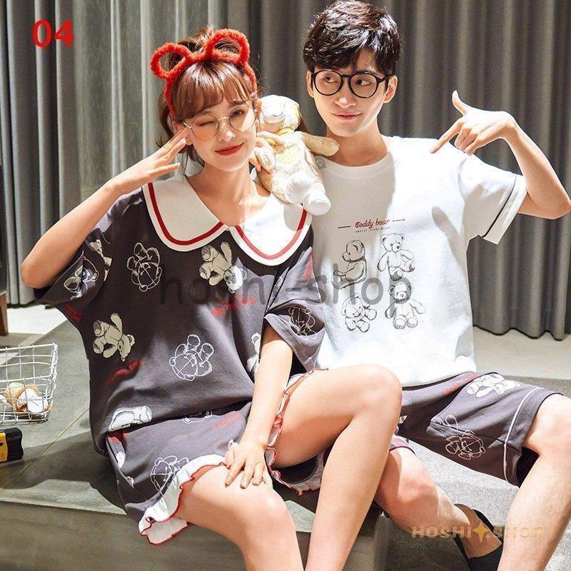 ブラウン ピンク パジャマ 夏 レディース メンズ ペアルック 半袖 ルームウェア 綿 カップル 恋人 お揃い 可愛い 部屋着 上下セット ペアパジャマ ギフト 寝巻き 部屋着 Hanagrocare Com