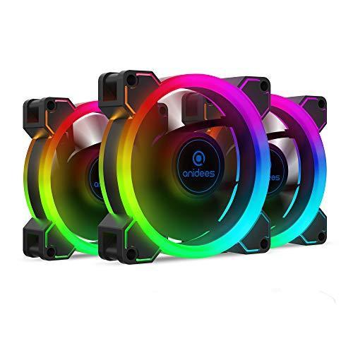 当社の Anidees AI Aureola Duo 80mm 3基のRGB PWMデュアルライトループファン 5V 3ピンのアドレス指定可能RGB PC用ファン、クーラー