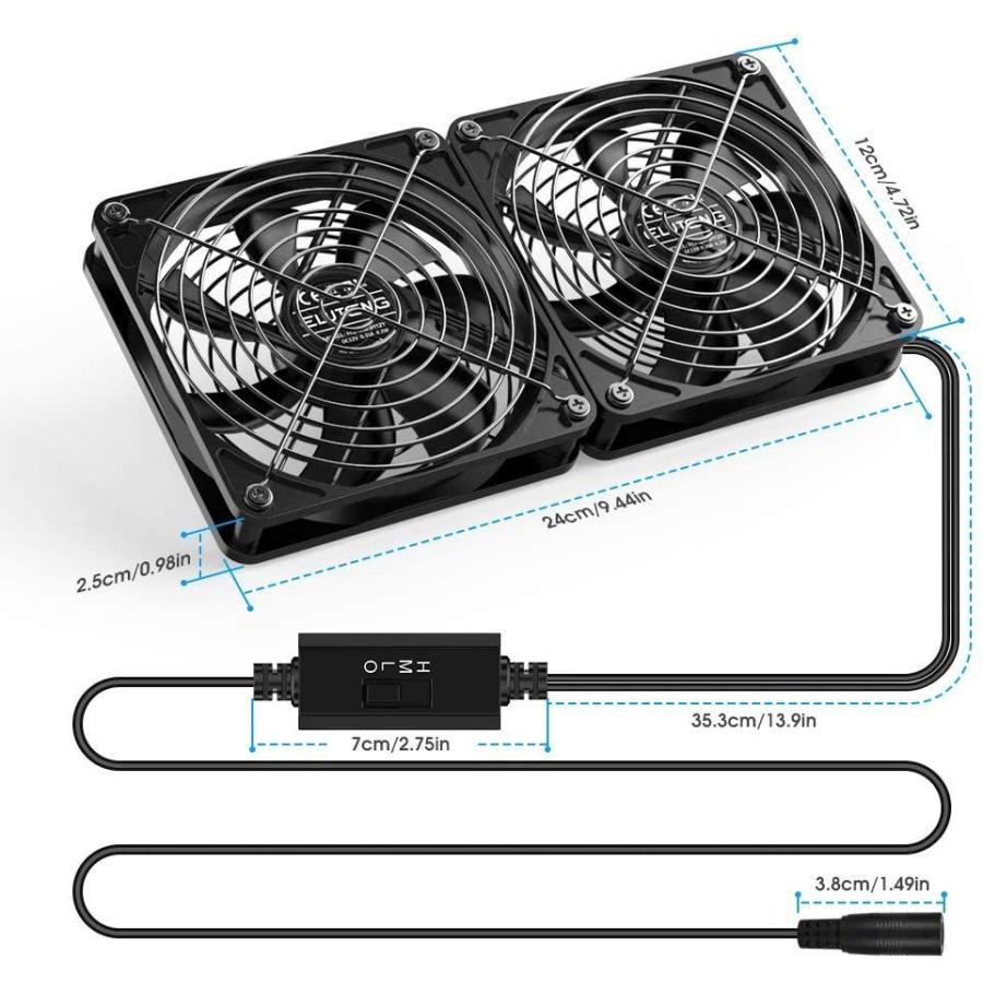 Eluteng Dc ファン 12cm 2連 12v 1a 静音 3段階風量調節 冷却クーラー 小型 扇風機 Pc 冷却ファン 12v電源ア プロジェクター本体 Bollywoodpapa Com