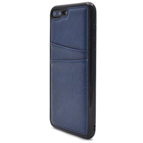 PLATA iPhone7Plus ケース レザー デザイン ポケット 付き カバー アイフォン7プラス ブルー 青 あお blue ア