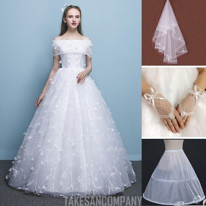 超歓迎された レディースワンピース レディースワンピース ウェディングドレス ドレス 結婚式 花嫁 披露宴 二次会 大人 マキシ丈 パーティードレス チュール ボリューム レース オフショルダー ワンピース チュニック Beta Extraslice Com