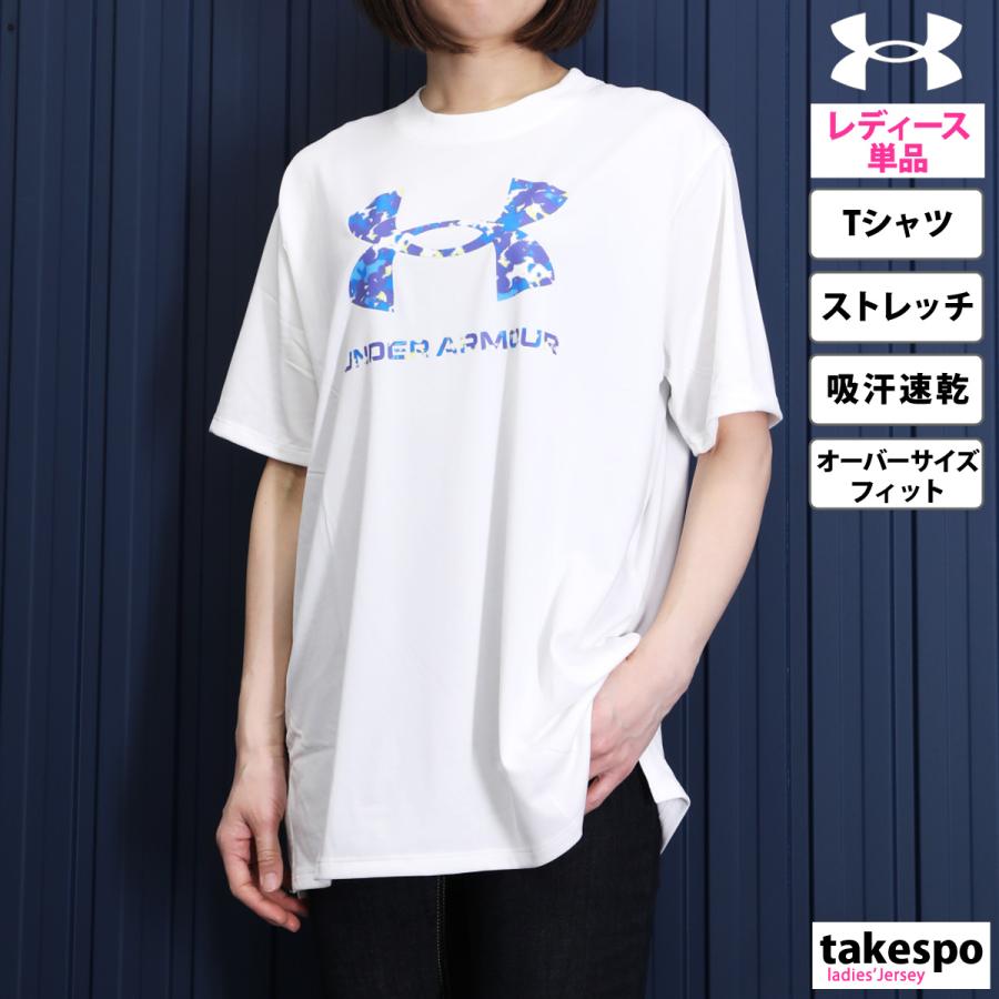 アンダーアーマー Tシャツ レディース 上 UNDER ARMOUR グラフィック ビッグロゴ 防臭 ストレッチ 吸汗 速乾 1384711 新作｜takespo｜16