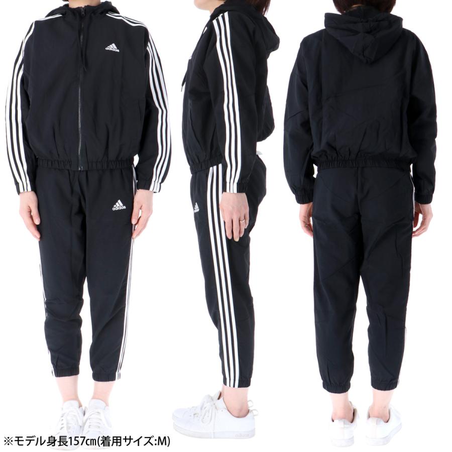 アディダス ウインドブレーカー レディース 上下 adidas パーカー パンツ 裏メッシュ フルジップ ランニング ジョギング 3ストライプス トレ｜takespo｜06