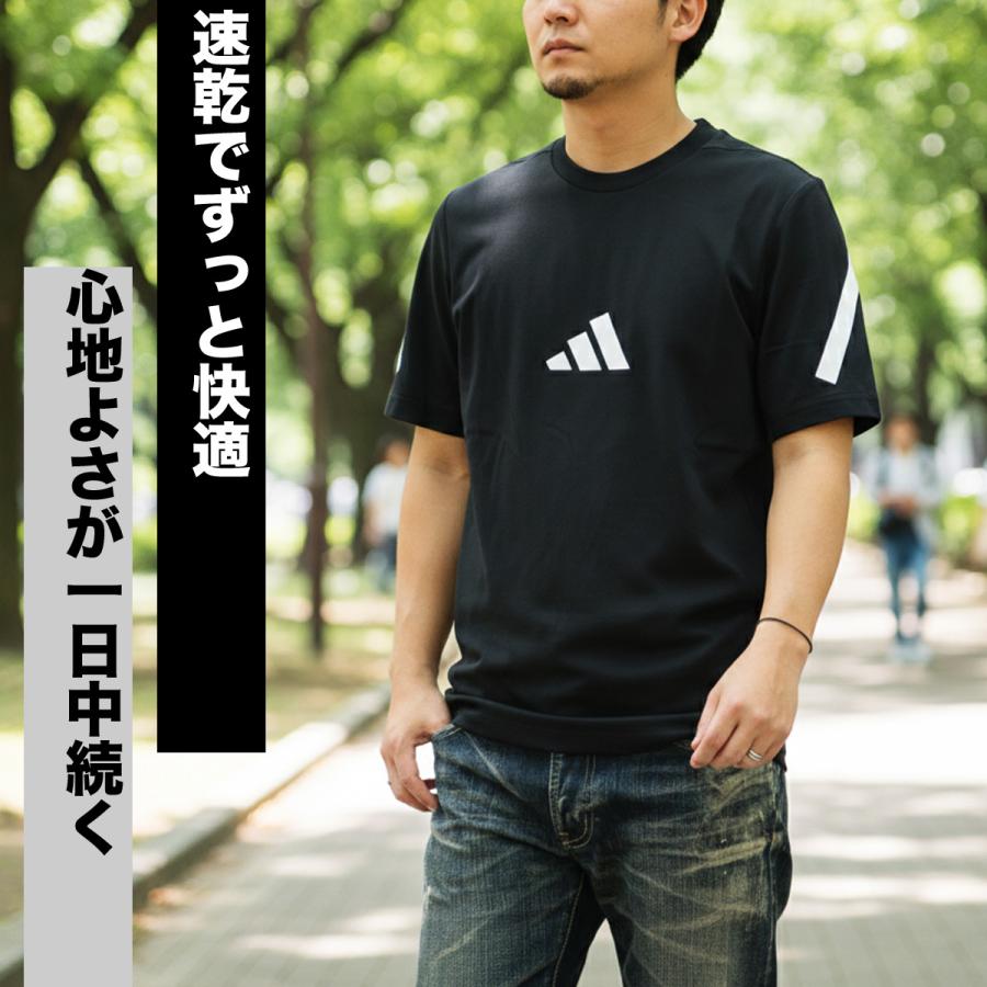 adidas JFA 綿　コットン　Tシャツ Lサイズ 黒 adidas（アディダス） Tシャツ メンズ 半袖 速乾 スポーツ ブランド