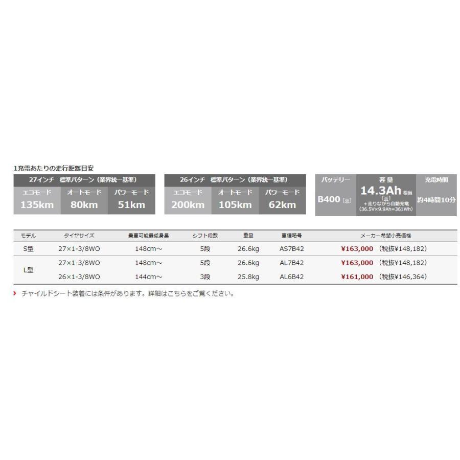 アルベルトe B400 L型 ２７インチ 　自宅配送　A7LB42　Bridgestoneブリヂストン(組立・整備発送)※２０２４年モデルの画像