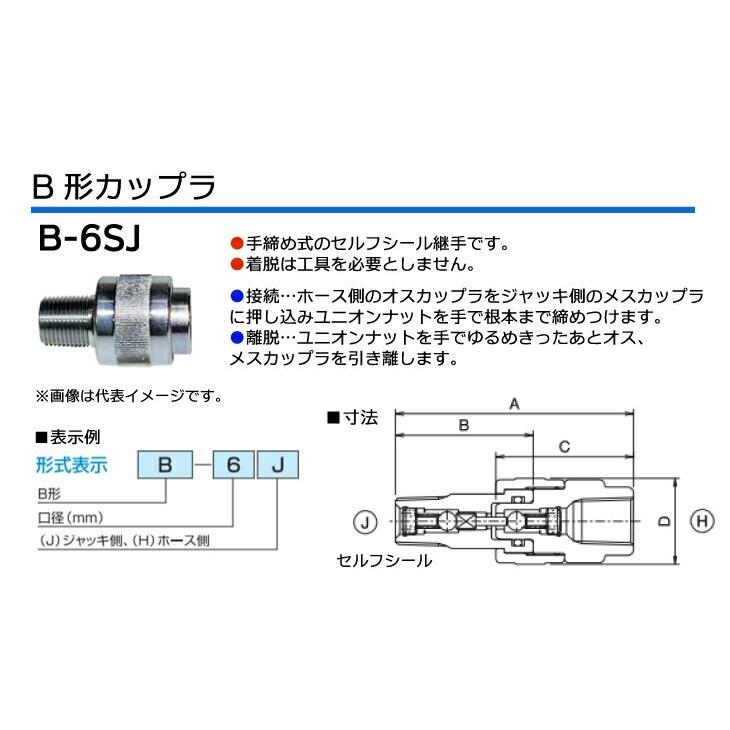 大阪ジャッキ製作所 B形カップラ J側 R3/8オネジ ステンレス製 手締め 