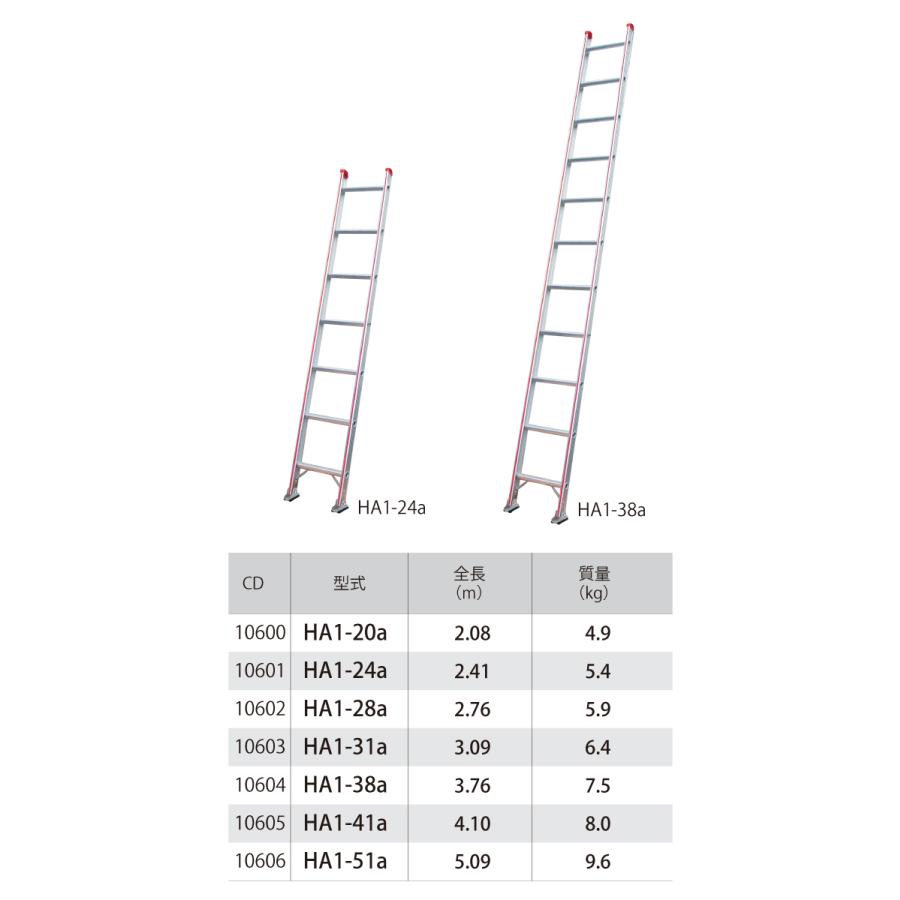 期間限定開催！ 長谷川工業 ハセガワ 1連はしご 水準器付 HA1-20a 全長：2.08m 最大使用質量：100kg