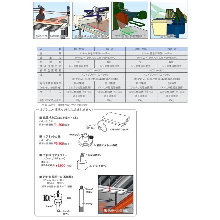 STS マーキングレーザー（レーザー式ヶ引装置） ML-7010 1ライン