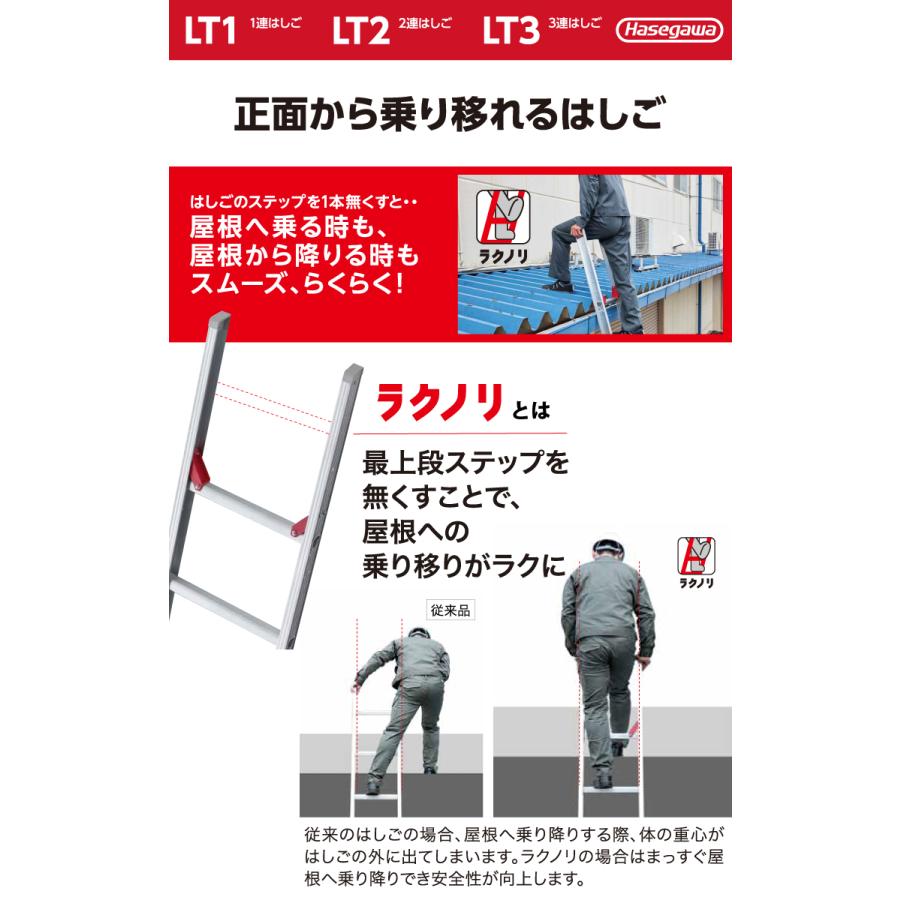 長谷川工業 2連はしご ラクノリ LT2-71a 全長：7.17m 縮長：4.15m 質量：15.6kg 最大使用質量100kg ハセガワ