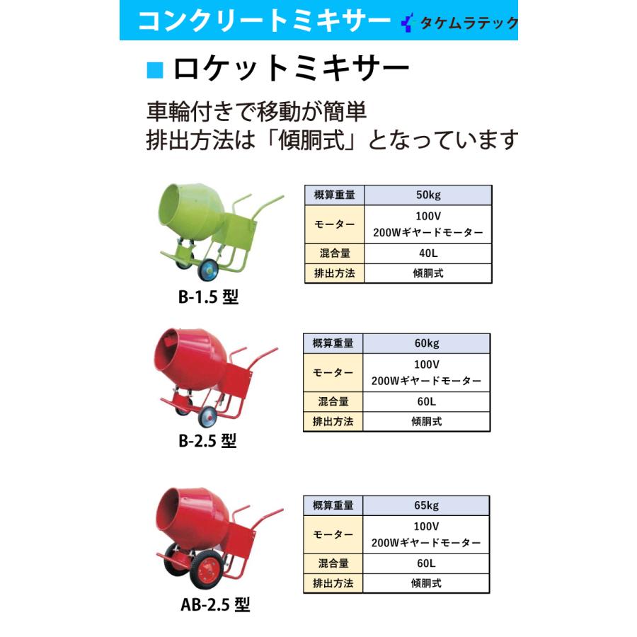 タケムラテック (配送先法人様限定) コンクリートミキサー B-1.5 タケムラテック (配送先法人様限定) コンクリートミキサー B-1.5