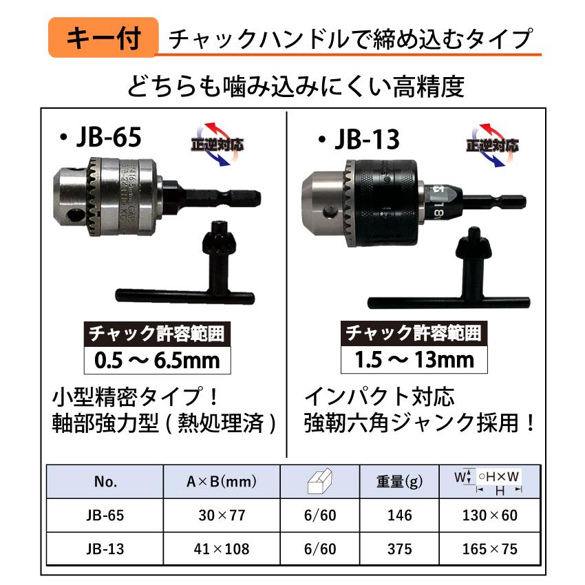 サンフラッグ ドリルチャック JB-55 キーレス簡易型 最大チャック口径
