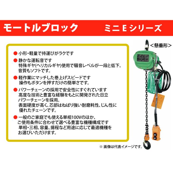 日立産機システム 1/2E1 モートルブロック 450kg 懸垂形 単相100V 揚程