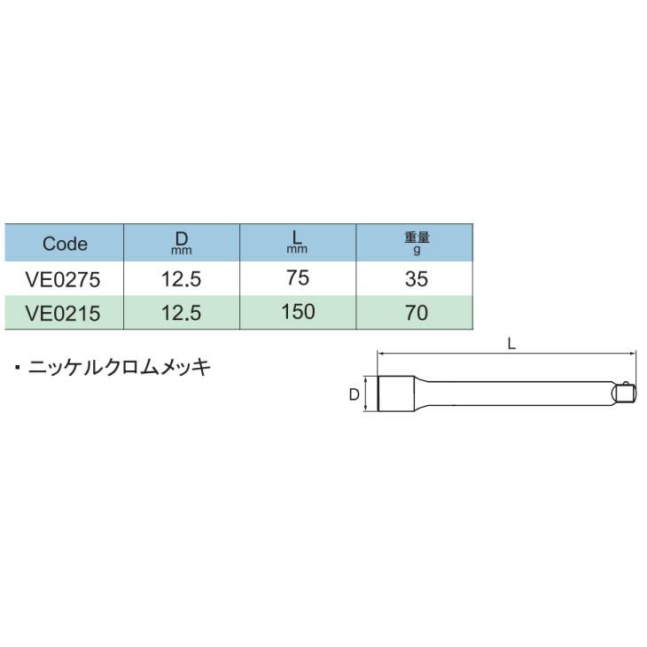 旭金属工業 ソケット用エキステンションバー 1/4(6.35)x75mm VE0275｜taketop｜02