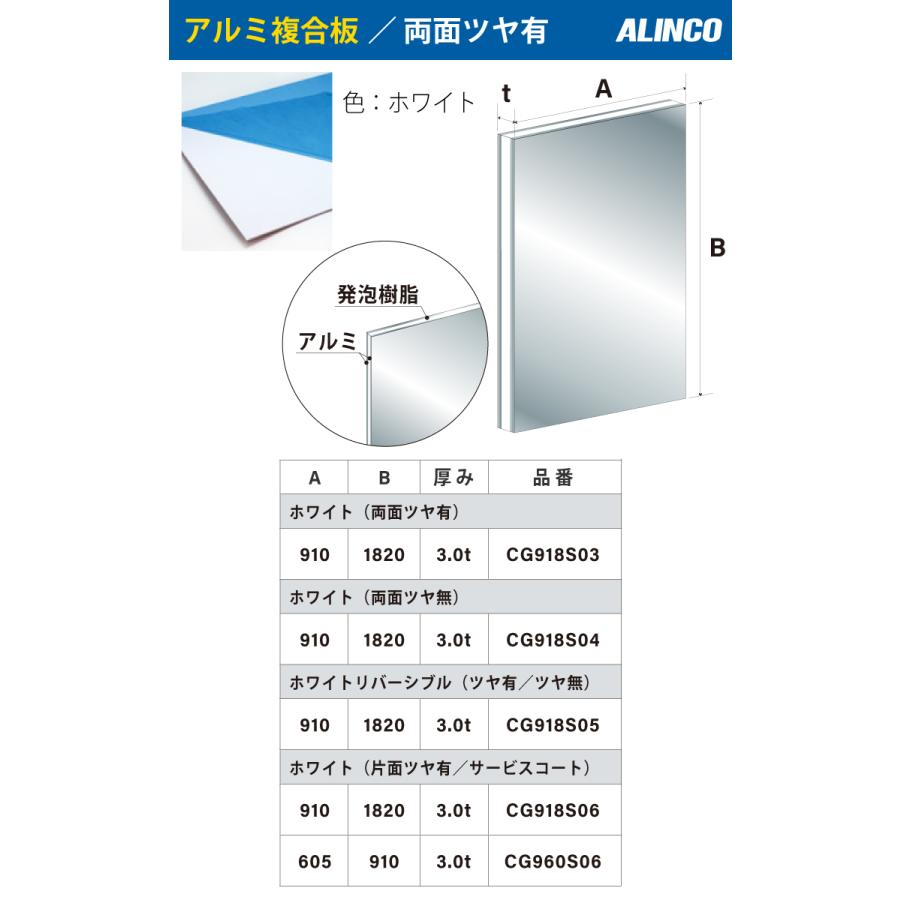 アルインコ アルミ複合板 10枚入 ホワイト 片面塗装 ツヤ有 910×1820 厚み3.0t : t44-cg918s06 : 機械と工具の ...