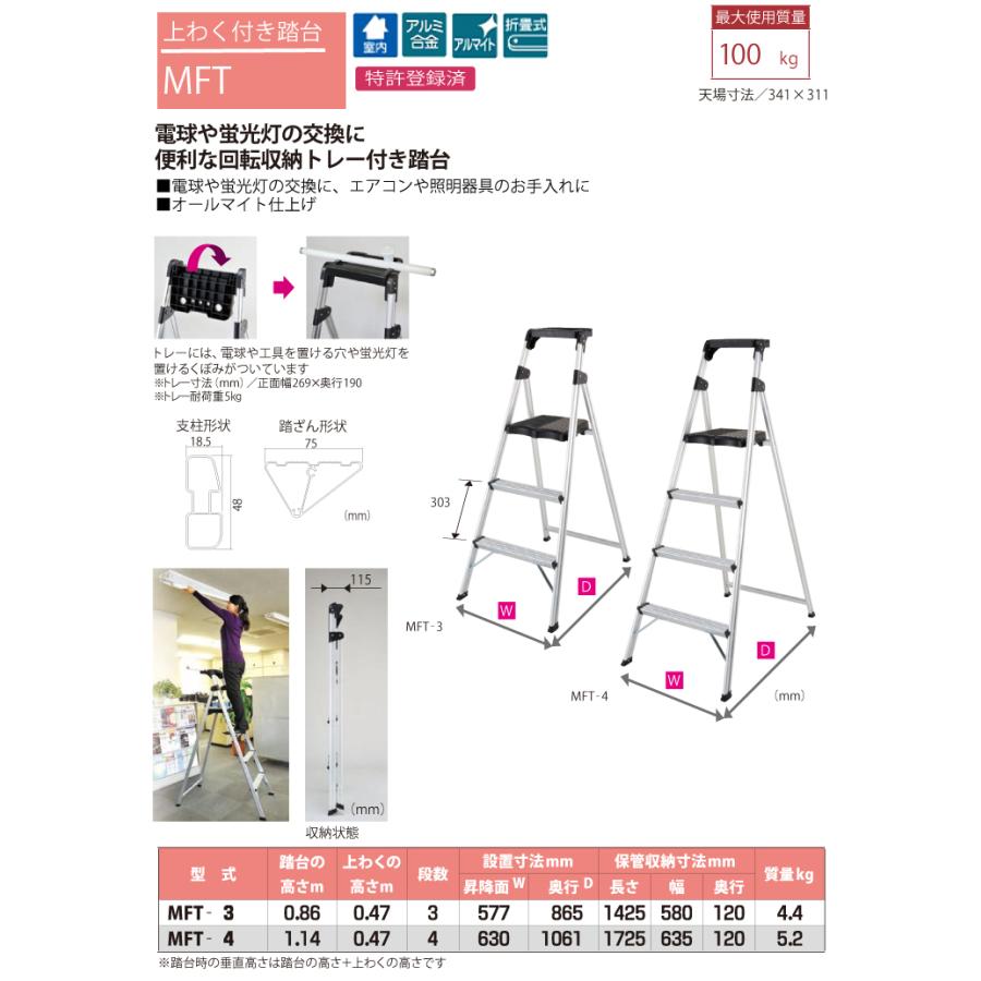ピカコーポレイション ピカ/Pica 上わく付き踏台 MFT-4 最大使用質量 