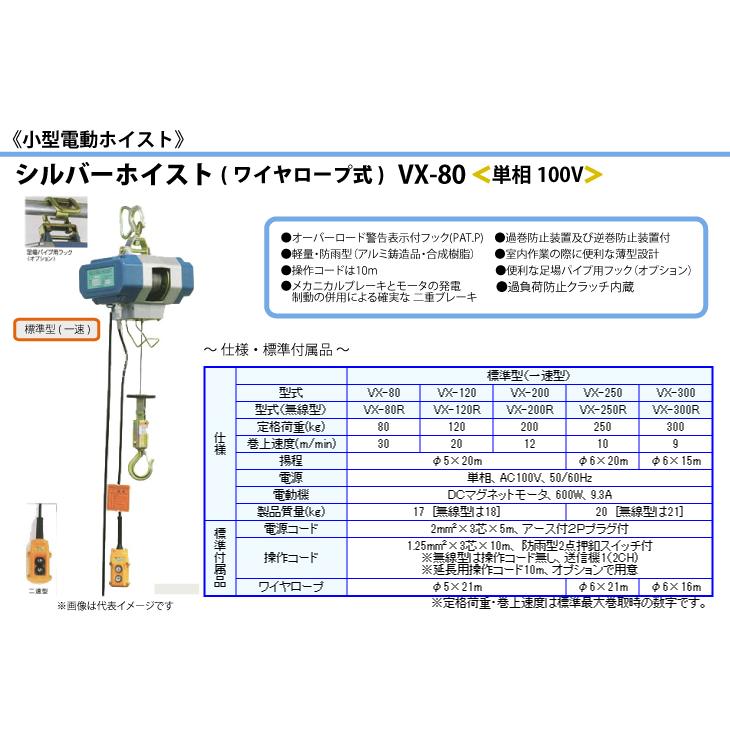 富士製作所 小型電動ホイスト シルバーホイスト ワイヤーロープ式 標準 