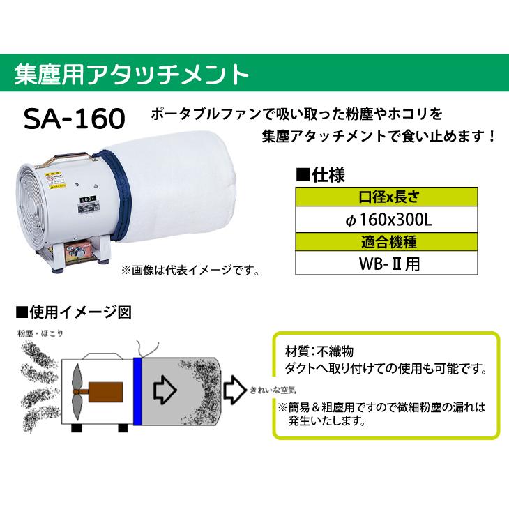 大西電機工業 集塵用アタッチメント 簡易 粗塵用 不織布 φ160x300L WB-2用 SA-160 オンセック｜taketop｜02