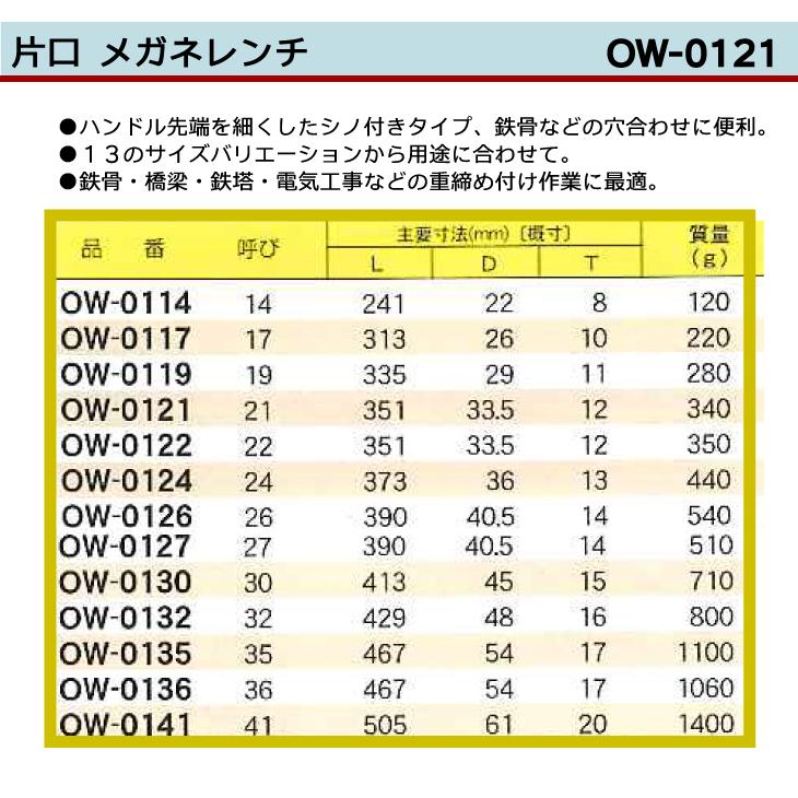 MCC 片口 メガネレンチ OW-0121 21 シノ付きタイプ｜taketop｜02