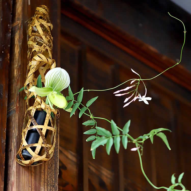 虎竹掛け花籠 ちまき : 虎斑竹専門店 竹虎 - 通販 - Yahoo!ショッピング
