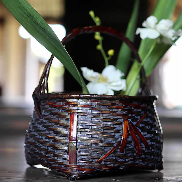 籠竹 手付き 花入(K-YC847) 炭取籠 染山路 : 虎斑竹専門店 竹虎 - 通販 - Yahoo!ショッピング