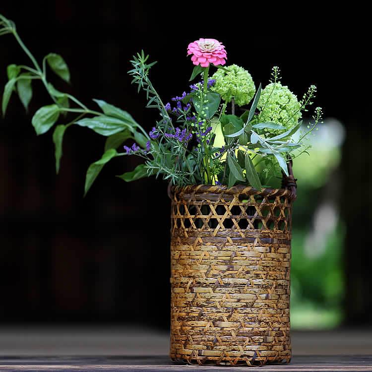 落葉籠　花入　竹細工　花籠 落葉籠 花入 竹細工 花籠 （花かご｜花かごの通販なら竹工房オンセ）