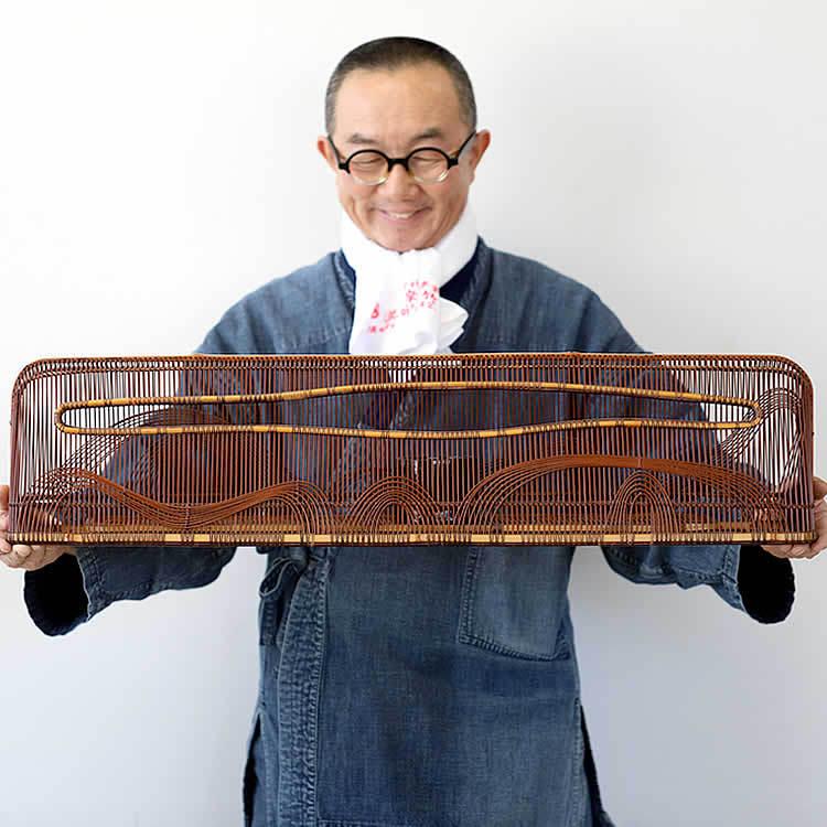 塩月寿籃作 花籃 花吹雪（Japanese bamboo art by Juran Shiotsuki）一点限り