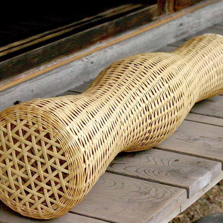 白竹抱き枕ゴザ目 90センチ（竹夫人/竹婦人/筒枕/筒まくら） : 虎斑竹